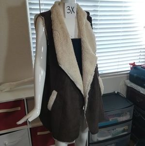 3X brown vest with sheep like lining